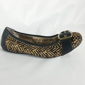 Me Too Black/Tan Calf Hair Ballet Flat 7.5M S12-2